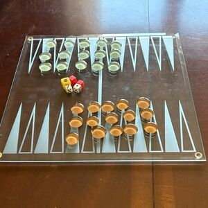 Transparent Backgammon Set with Colorful Dice